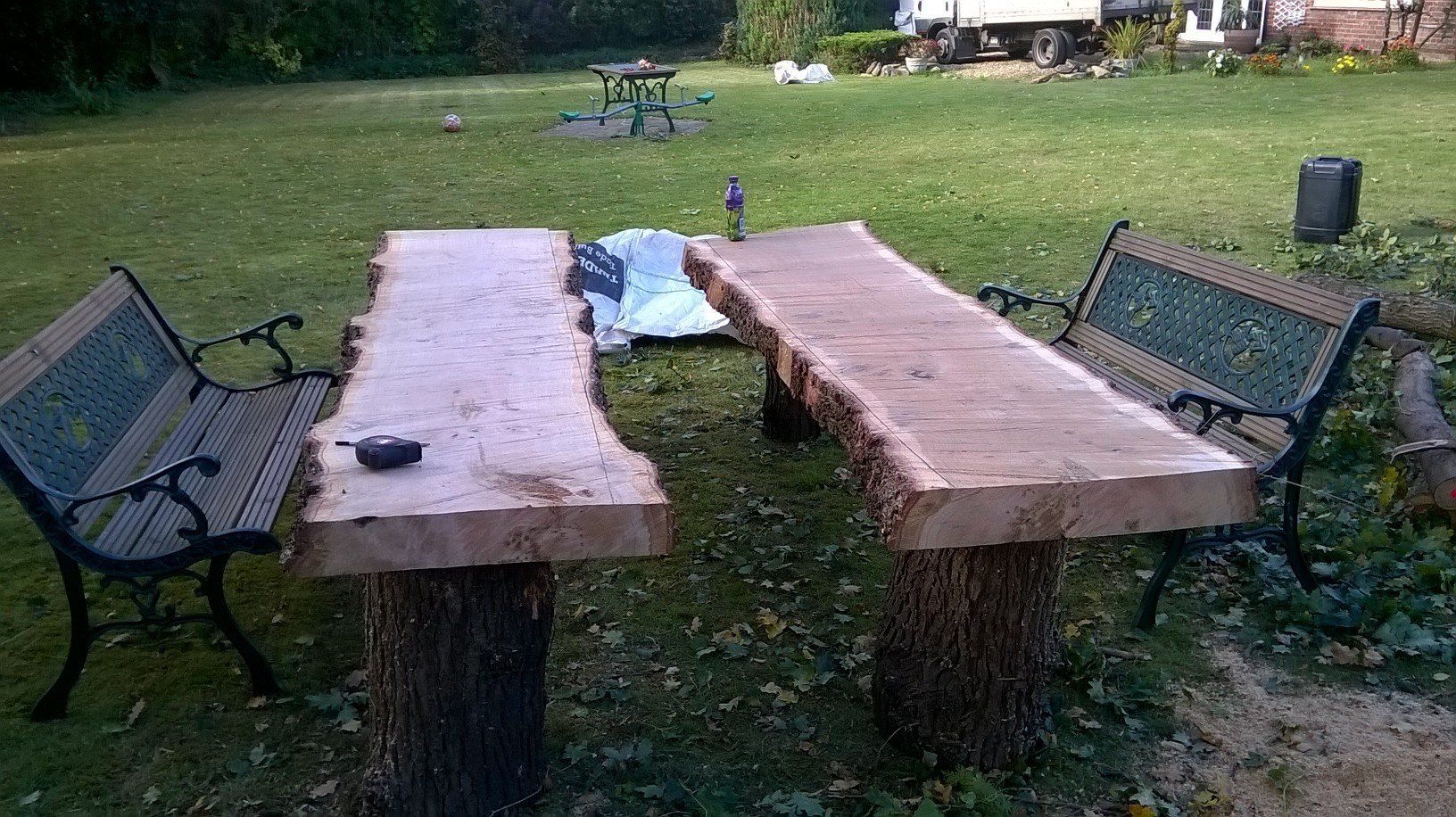 100% natural benches made from felled trees