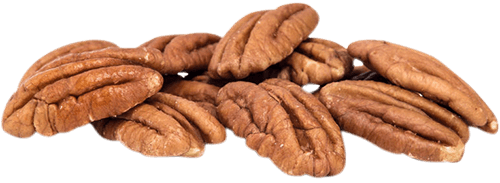 Pile of brown pecan halves.