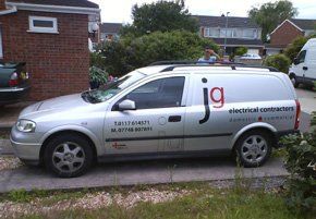 For electrical emergencies in Bristol call 0117 961 4571 grey van on a driveway