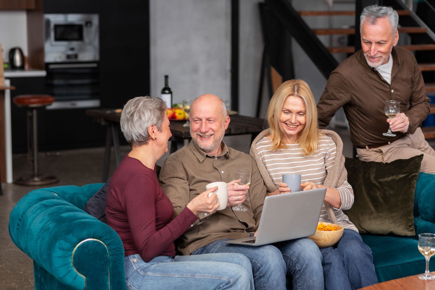A man and woman are walking down a road with a child.