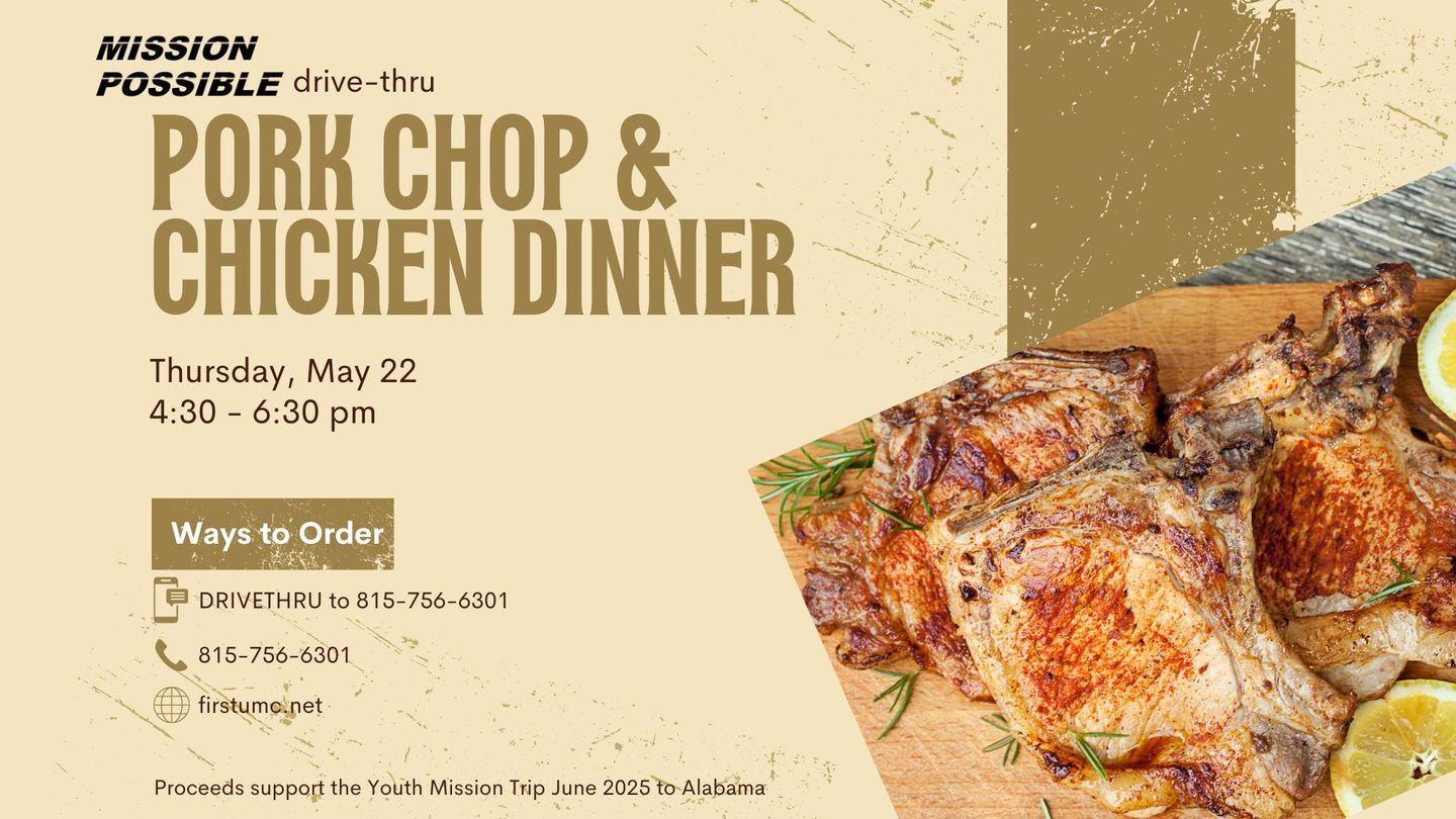A poster for a pork chop and chicken dinner.