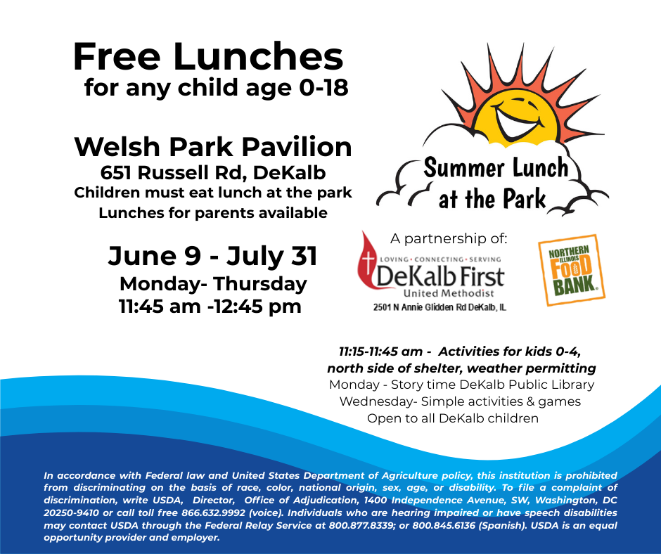 An advertisement for free lunches for any child age 0 18