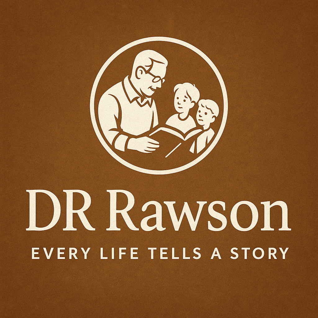 The logo for dr rawson every life tells a story