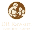 A logo for dr rawson every life tells a story