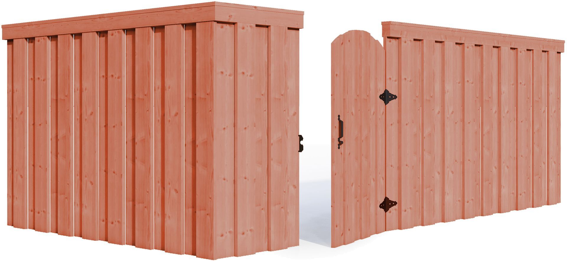 A wooden fence with a gate that is open and closed.