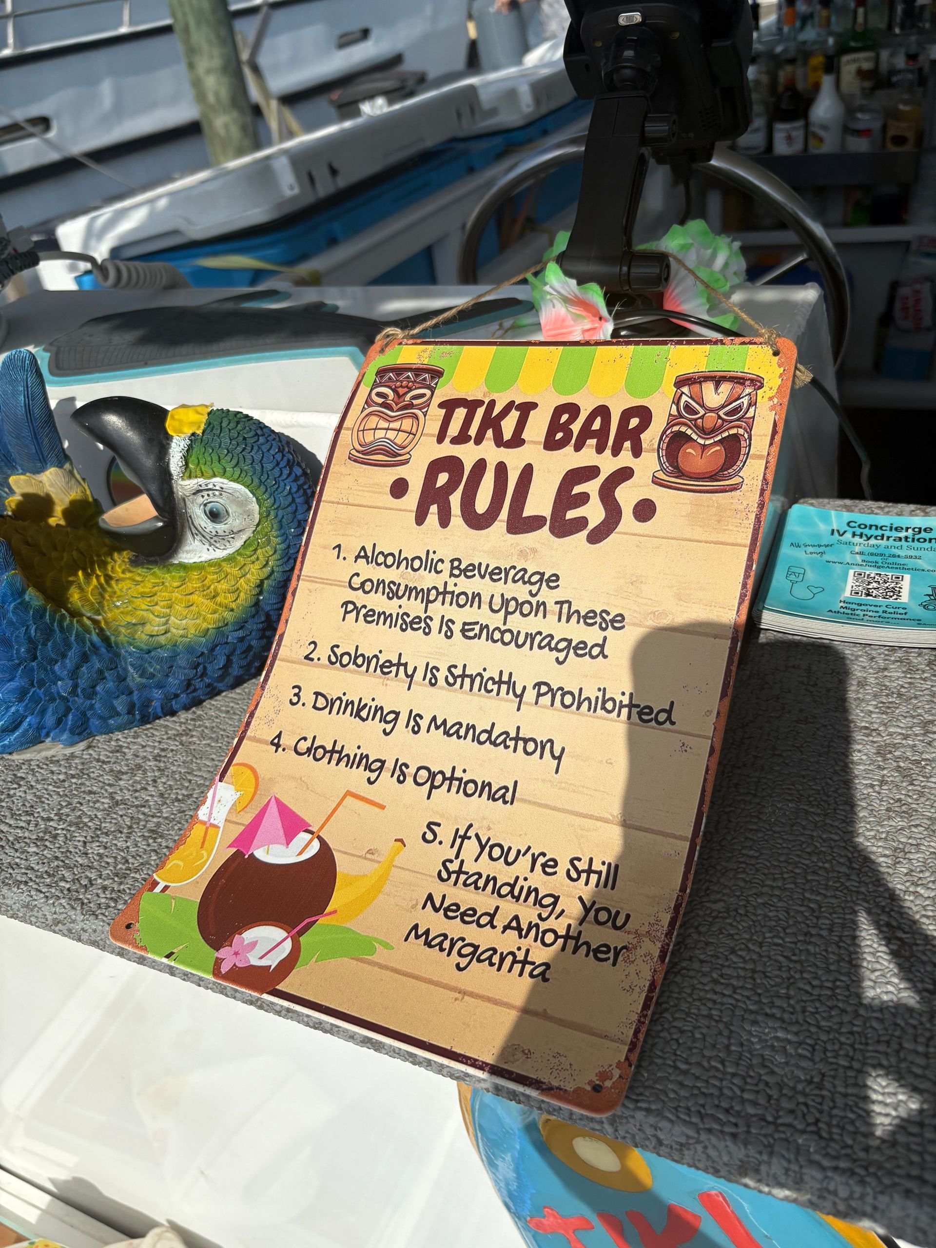 Tiki Bar Rules sign: 