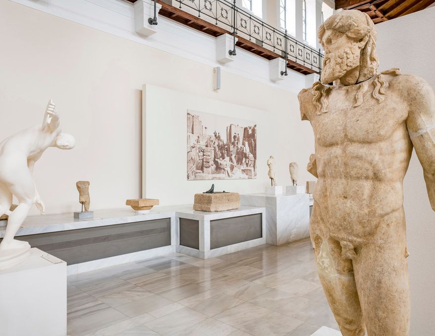 Statue of Zeus or Poseidon inside the archaeological museum at Olympia