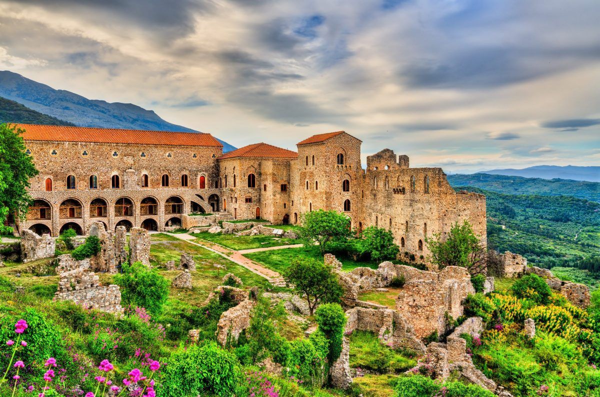 Byzantine complex of Mystras on the slopes of Mount Taygetos