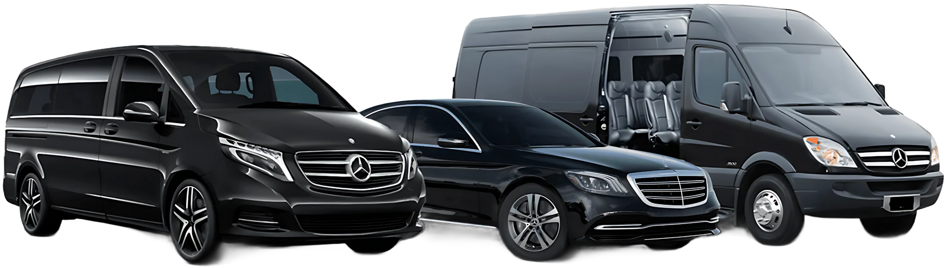 Athenaos Travel and Tours Fleet with Mercedes Van, Mercedes Minibus and Mercedes Sedan