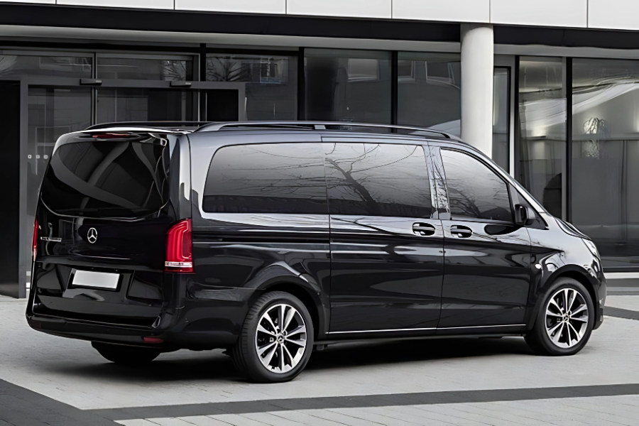 Athenaos Travel & Tours black Mercedes van for city-to-city private transfers in Greece.