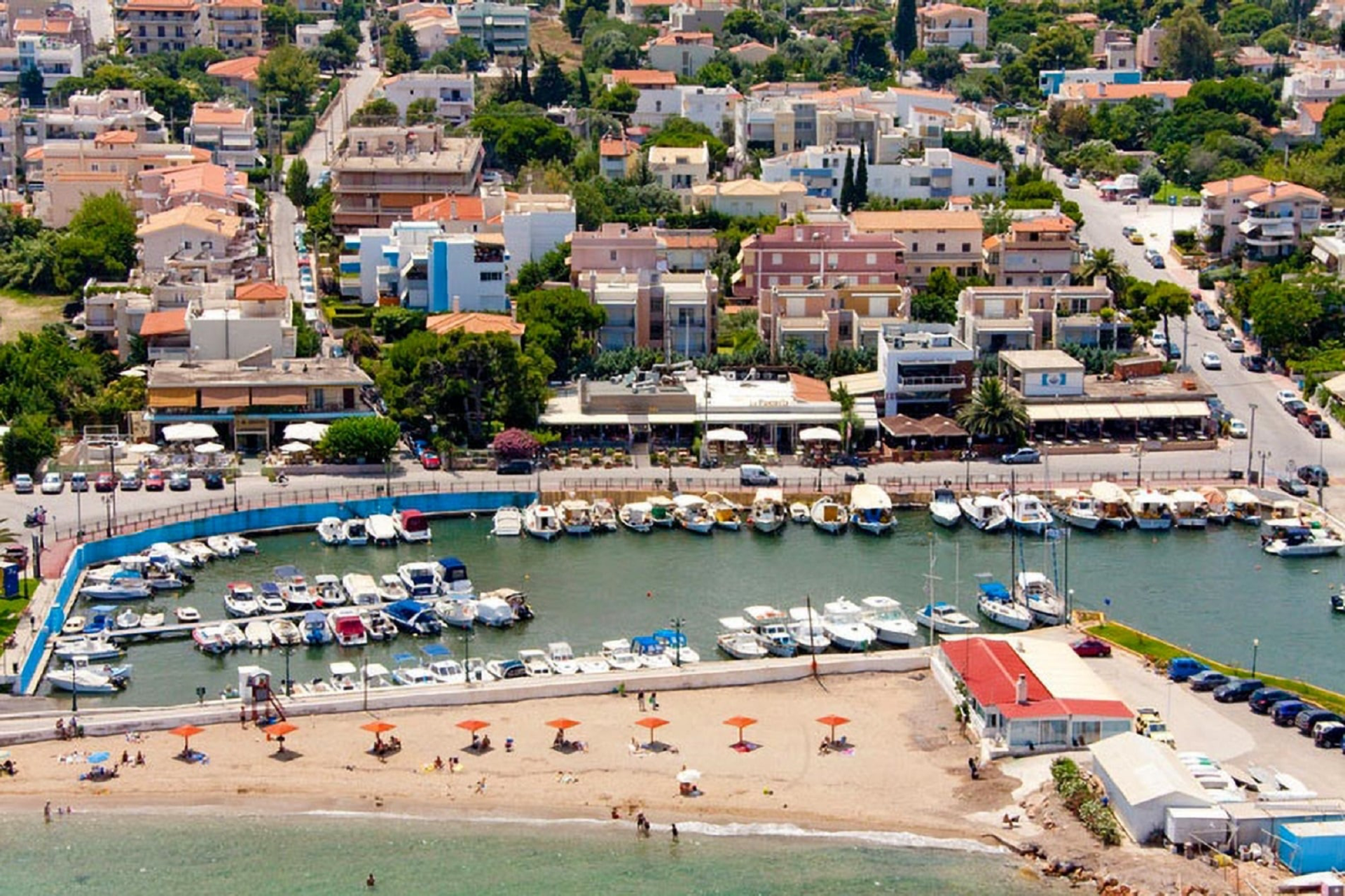 Nea Makri seaside and harbor near Marathon Greece.