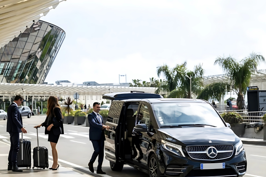 Athenaos Travel & Tours Mercedes van providing luxury airport transfer service in Athens.