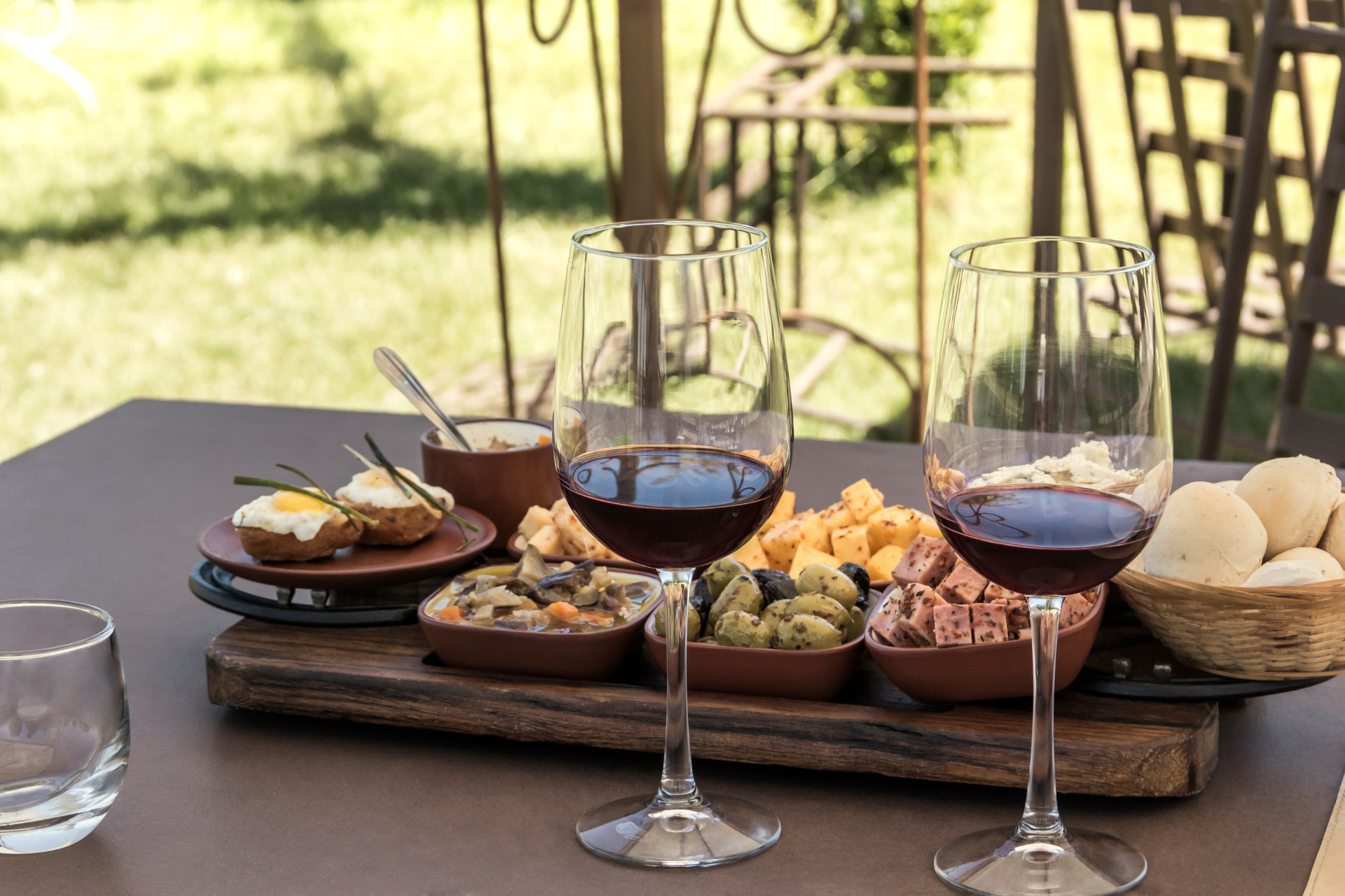Wine and local delicacies served outdoors in Nemea