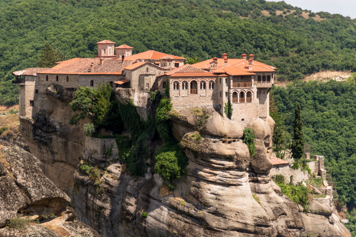 Holy Monastery of Saint Stephen in Meteora overlooking the valley