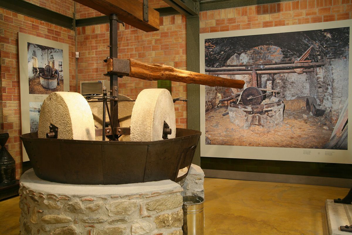 Traditional olive oil press at the Museum of the Olive and Greek Olive Oil in Sparta