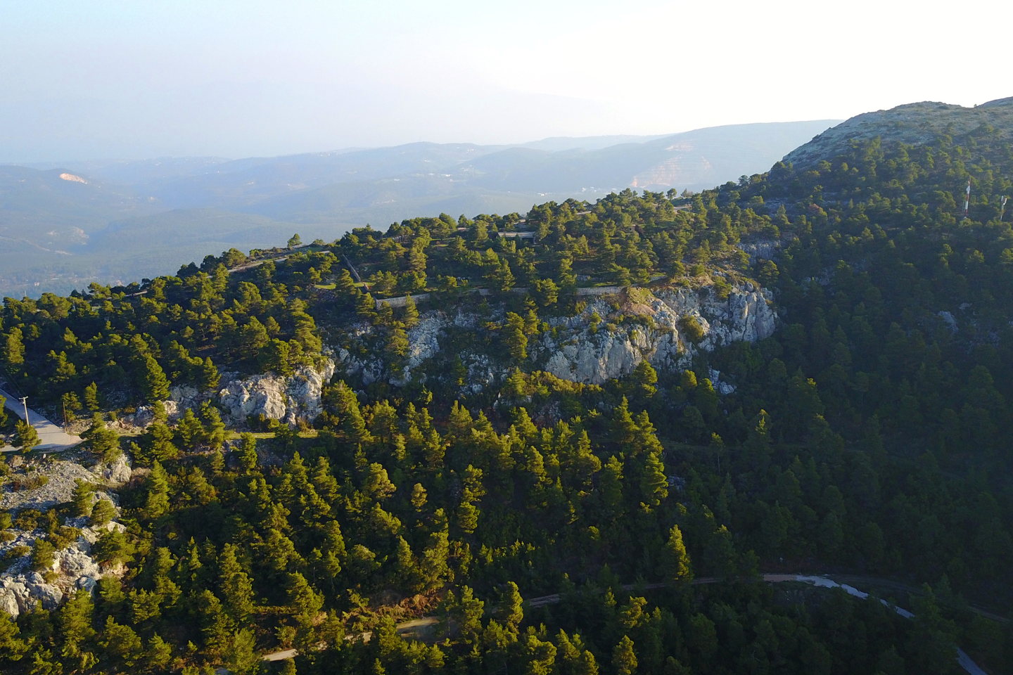 Panoramic view of Mount Parnitha forest and mountain peaks