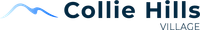 Logo for Collie Hills Village, featuring a blue wave graphic and dark text.