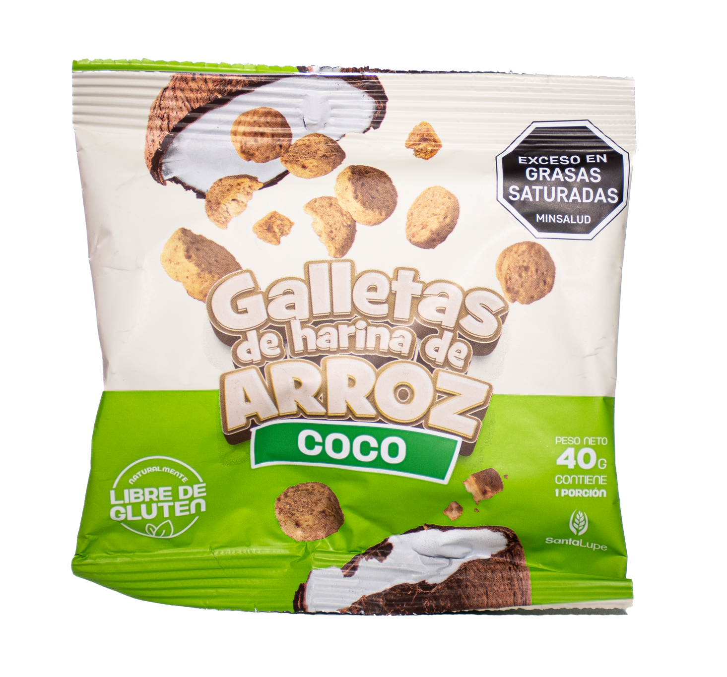 A bag of galletas de harina de arroz coco
