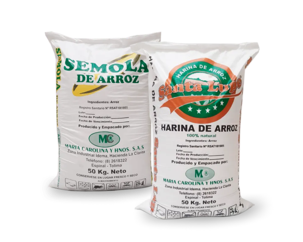 Two bags of semola de arroz and harina de arroz