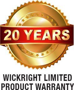 WickRight 20-year Limited Product Warranty seal