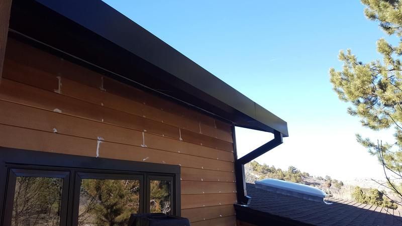 Custom Flat Faced Gutter With 4x4 Box Downspouts in Boulder Colorado