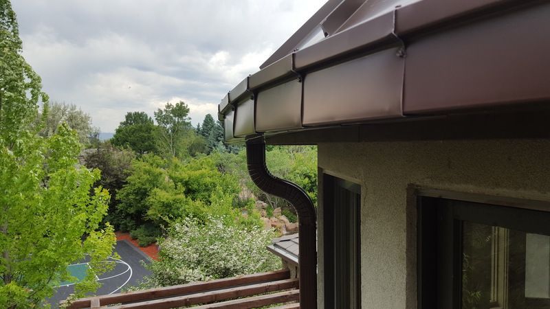 6 Inch Seamless Box Gutters with 3x4 Downspout in Cherry Hills Village Colorado
