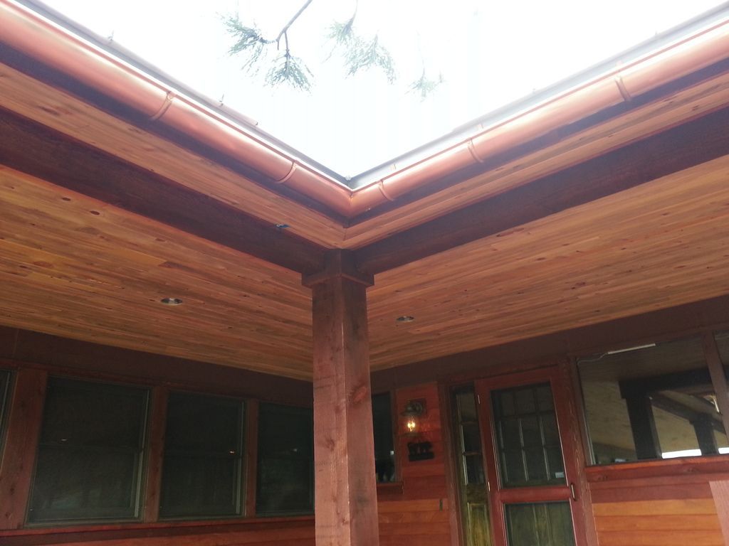 6 Inch Seamless Copper Half Round Gutter with Copper 4 Inch Round Downspout Evergreen Colorado