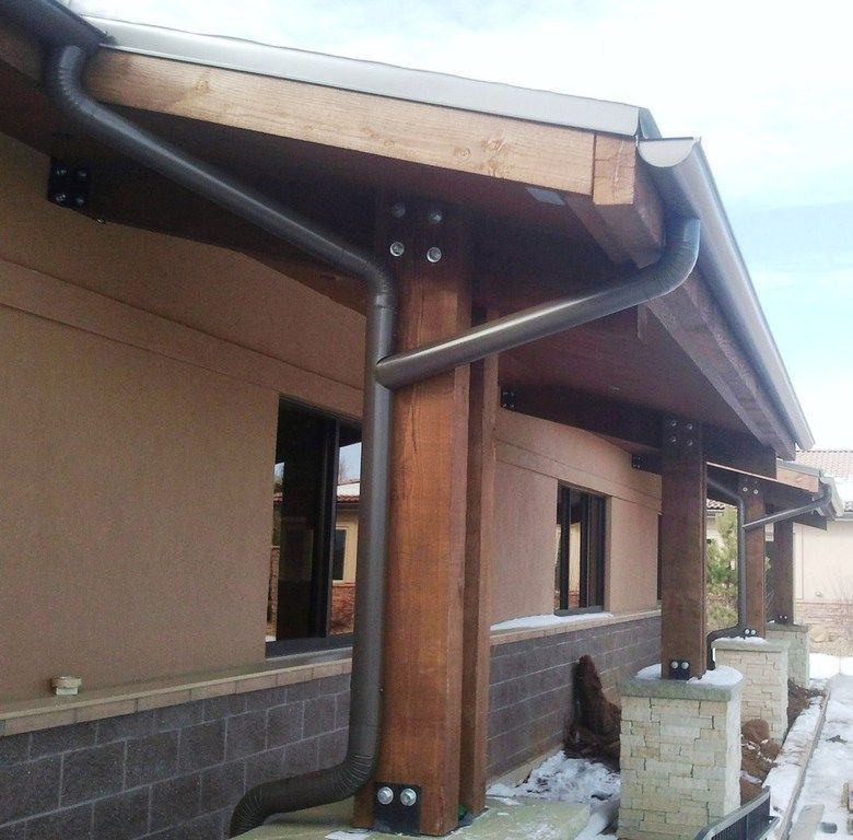 6 Inch Seamless Half Round Gutters with 4 Inch Round Downspout in Littleton Colorado