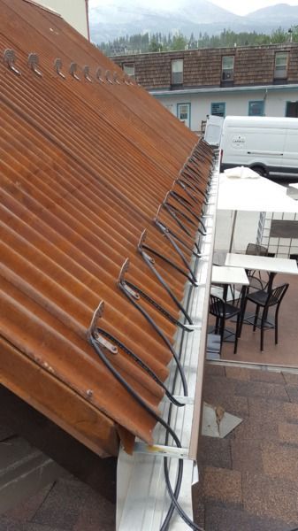 6 Inch Seamless Gutters with 4x4 Box Downspout, Heat Cable, and Snow Catches in Breckenridge Colorado