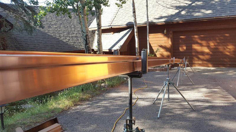 6 Inch Seamless Copper Box Gutter with 3x4 Inch Copper Downspout Evergreen Colorado