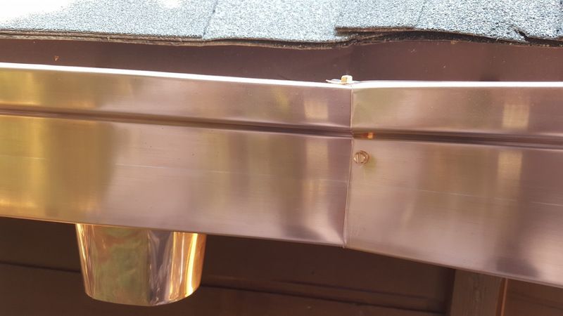 6 Inch Seamless Copper Box Gutter with 3x4 Inch Copper Downspout Evergreen Colorado