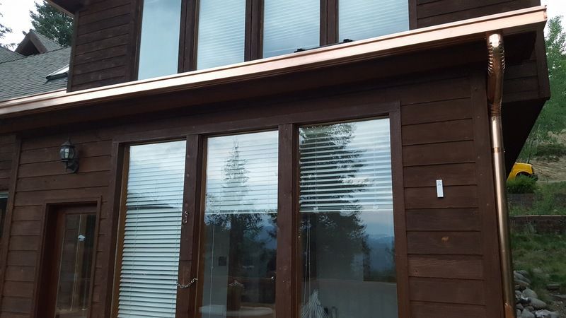 6 Inch Seamless Copper Box Gutter with 3x4 Inch Copper Downspout Evergreen Colorado