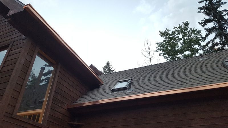 6 Inch Seamless Copper Box Gutter with 3x4 Inch Copper Downspout Evergreen Colorado