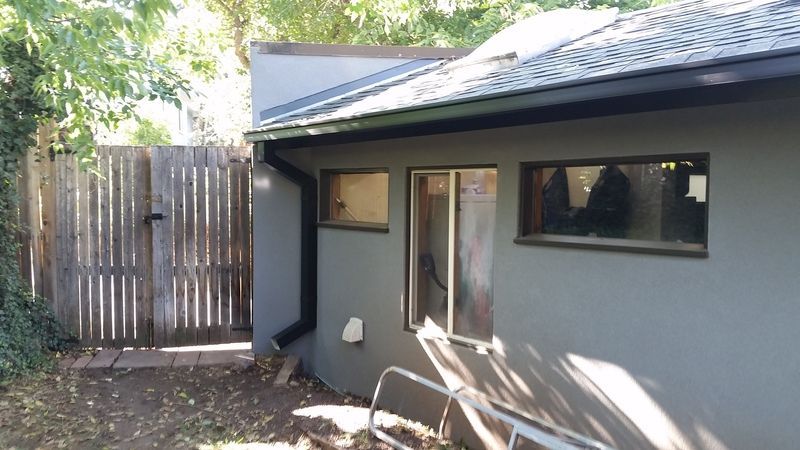 Custom Flat Faced Gutter With 4x4 Box Downspouts in Boulder Colorado