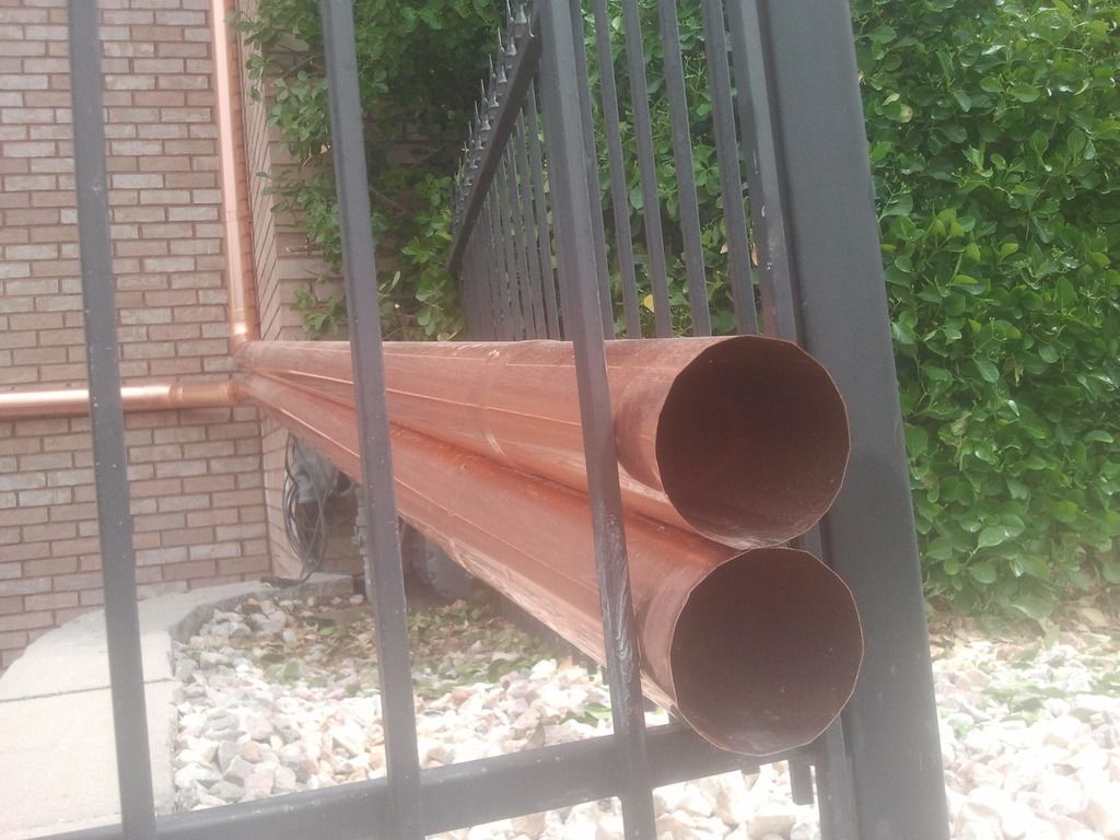 6 Inch Seamless Copper Half Round Gutter with Copper 4 Inch Round Downspout Broomfield Colorado