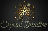 Logo: Gold silhouette of person meditating in a geometric design, over the words “Crystal Intuition”.