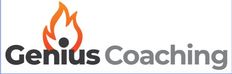 Logo of Genius Coaching: flame icon above the words