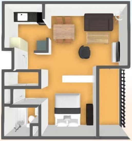 Floor Plan: Studio · 1 Bath · 530 SQ. FT.
