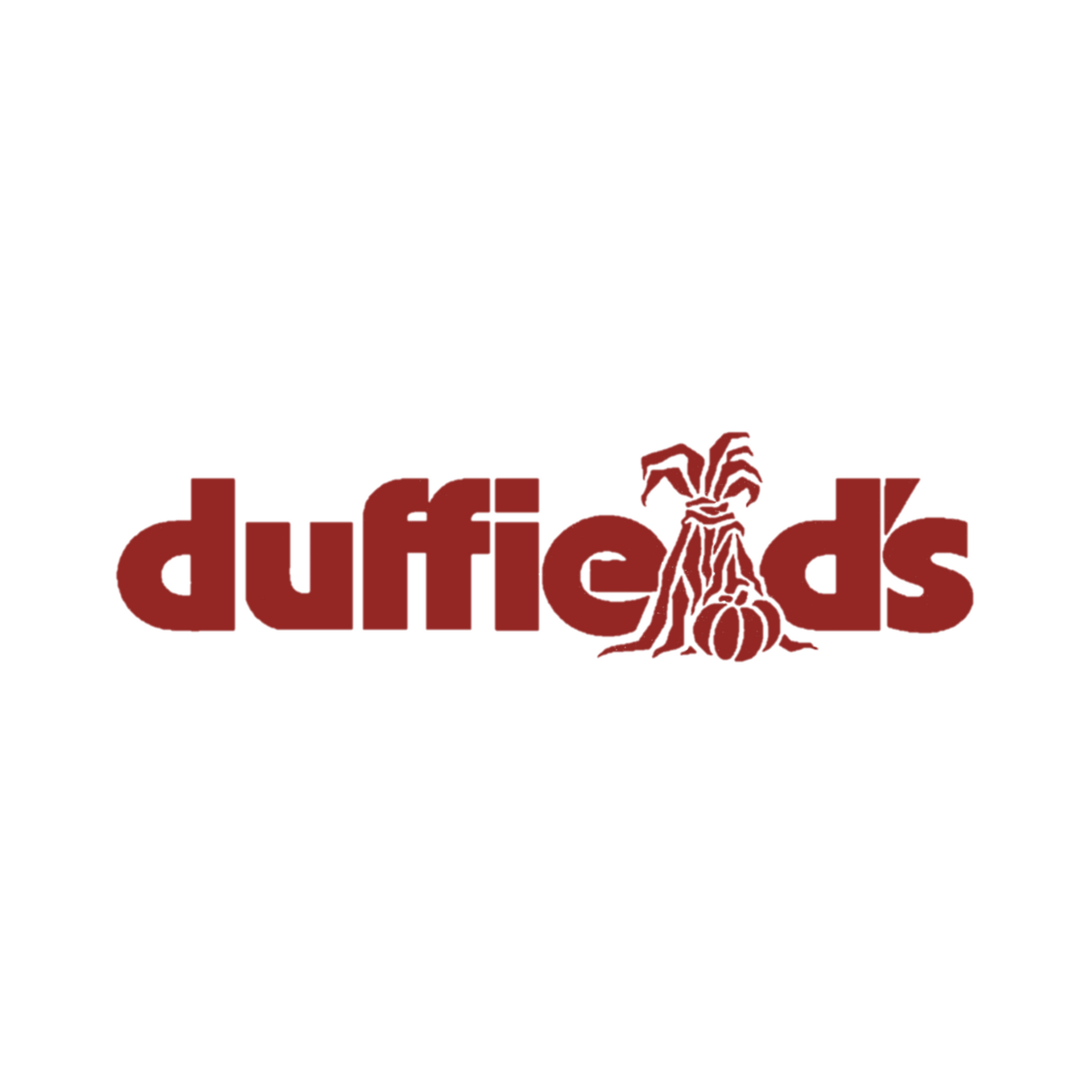 A logo for a restaurant called duffie 's with a pumpkin on it.