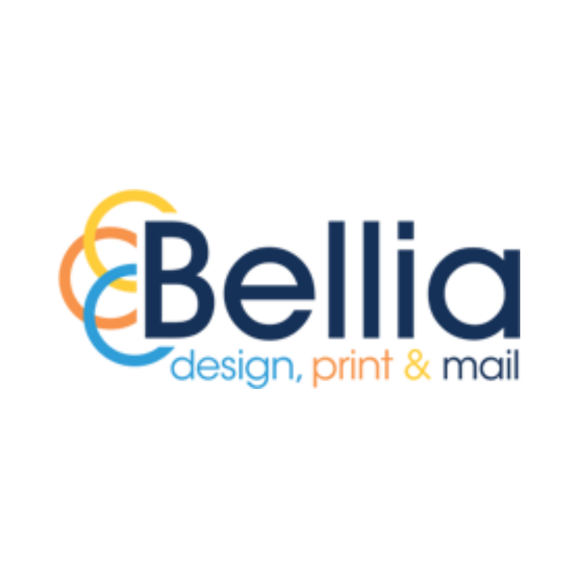 A logo for bellia design print and mail