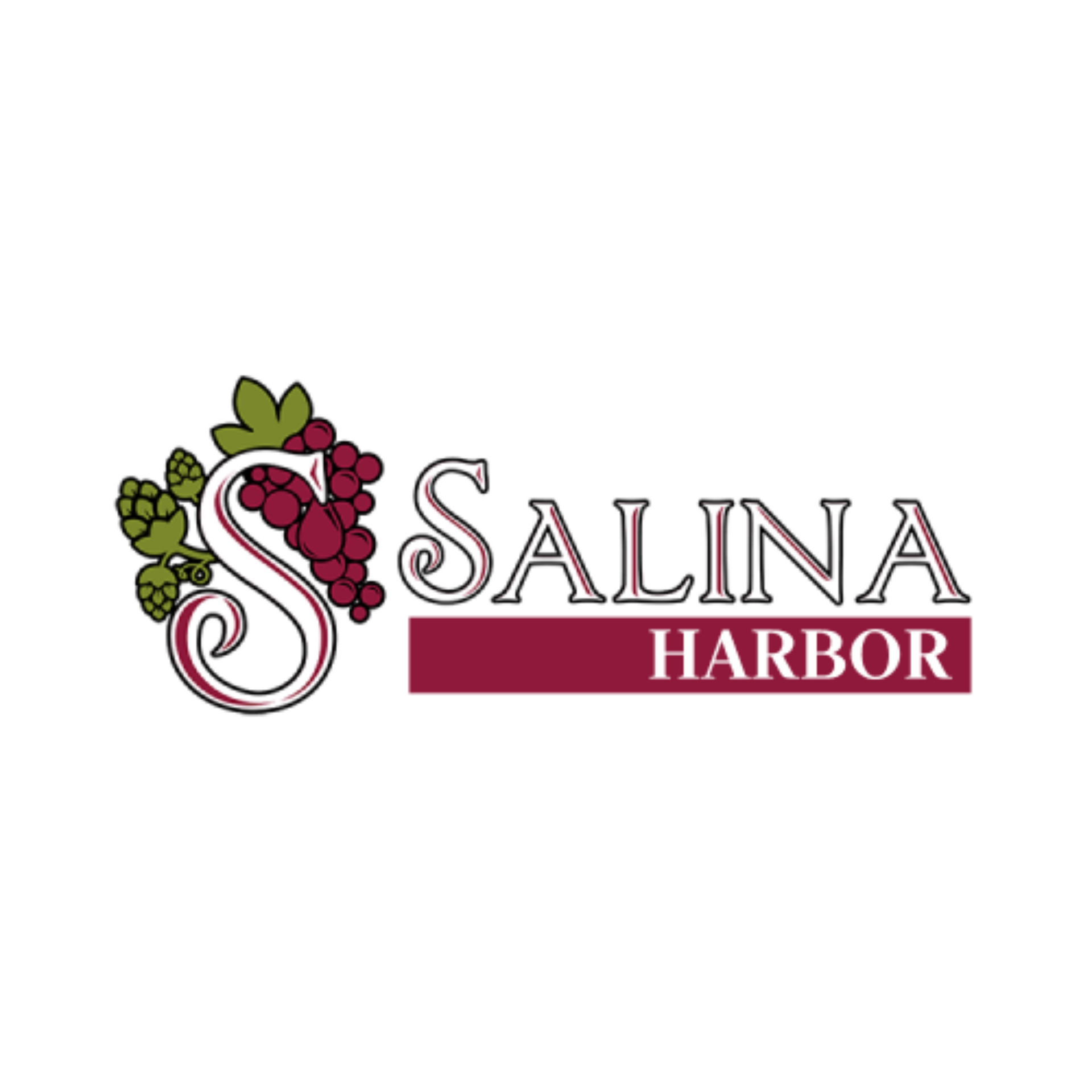 A logo for salina harbor with a bunch of grapes on it