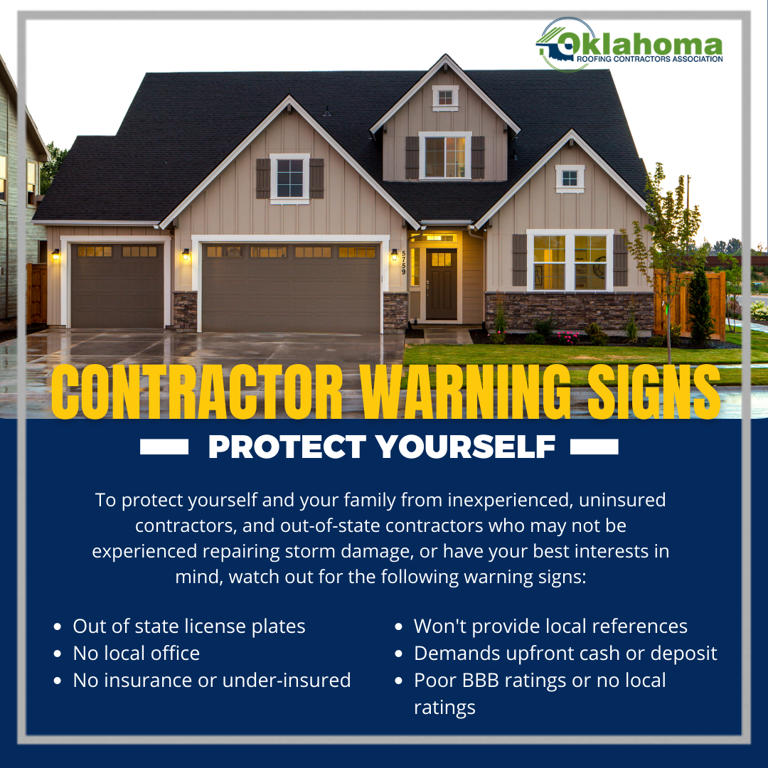 Flyer: Home with warning signs about contractors.