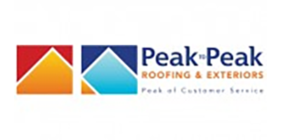Logo for Peak to Peak Roofing & Exteriors: two colored squares with a roof outline and text.