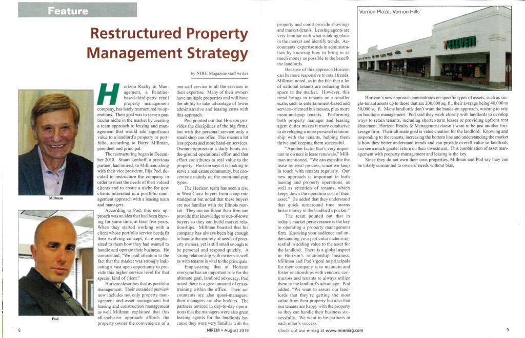 A newspaper article about restructured property management strategy