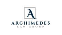 the logo for archimedes law group has a letter a in a square .