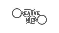 a black and white logo for creative rein on a white background .