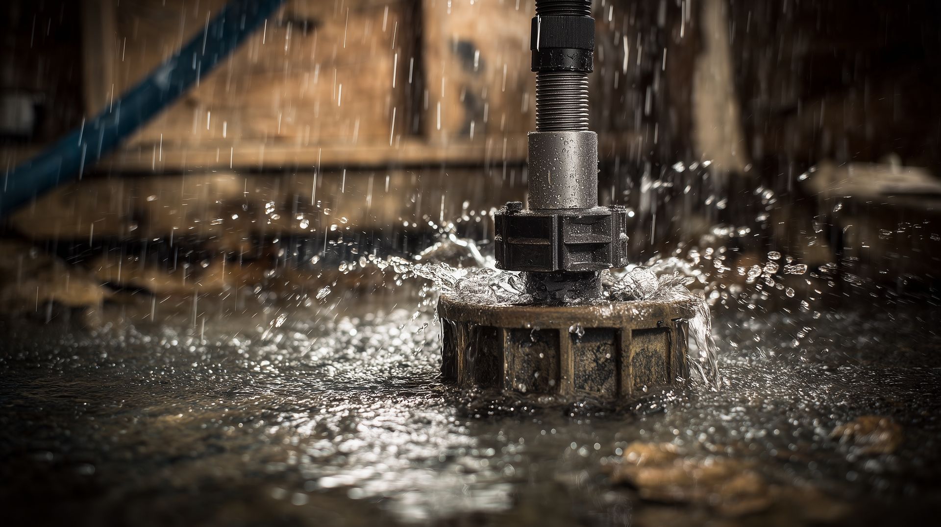 Active sump pump splashing water in pit, showing need for inspection.