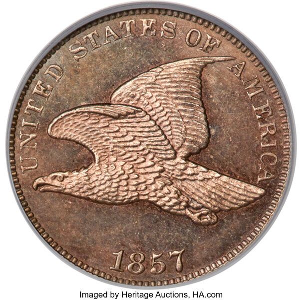 1857 Flying Eagle Cent, Imaged by Heritage Auctions, HA.com