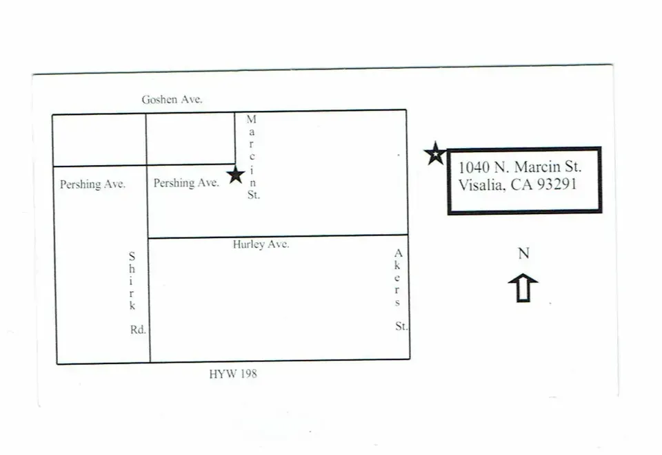 A black and white map showing the location of 1040 n. main st.