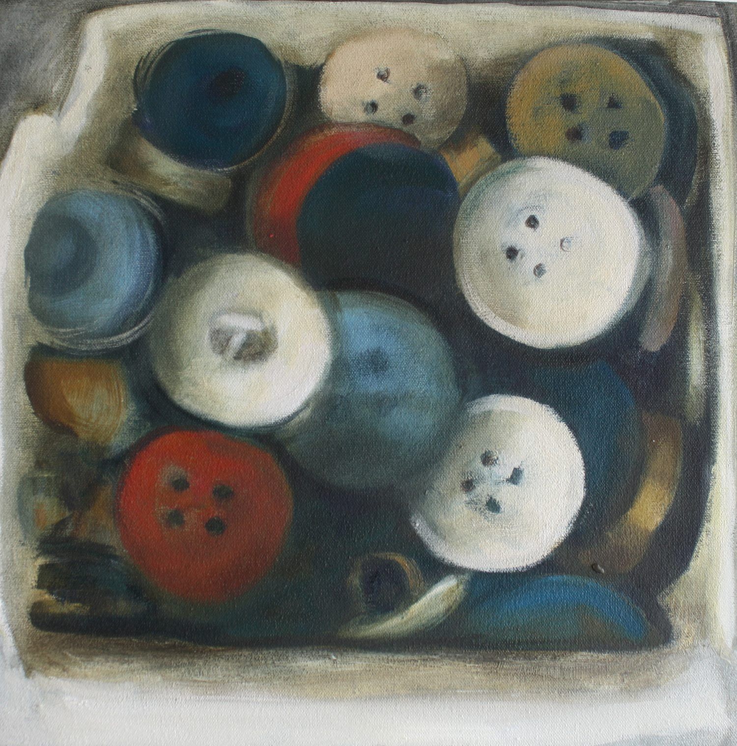 Buttons, a painting by Irish artist Miriam McConnon, Olivier Cornet Gallery Dublin